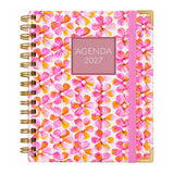Agenda 2027 dos días por página sweetcolor flores fucsia — espiral 17,5 × 21,5 cm