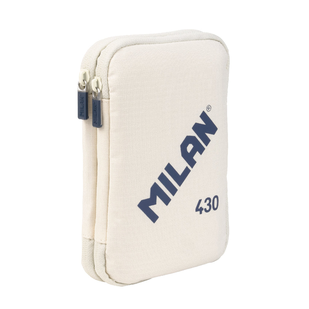 Estuche escolar MILAN de dos pisos serie 430 con doble cremallera beige