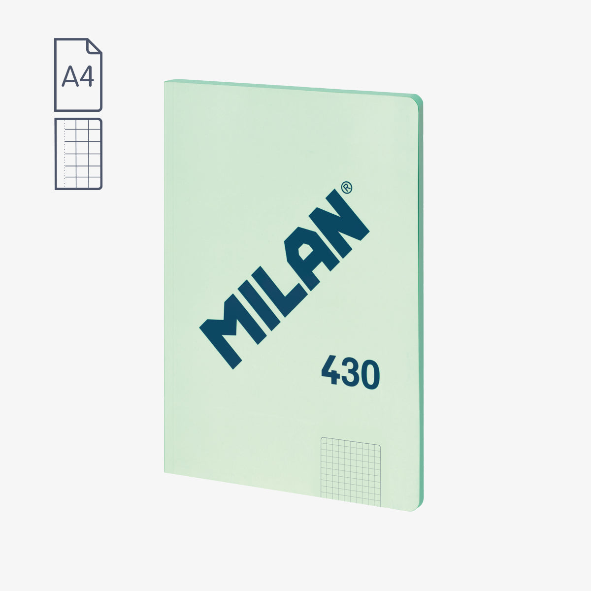 Libreta MILAN A4 encolada 5×5 color Mint 1918