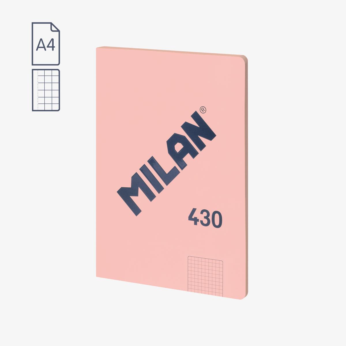 Libreta MILAN A4 encolada 5×5 color Rosa 1918