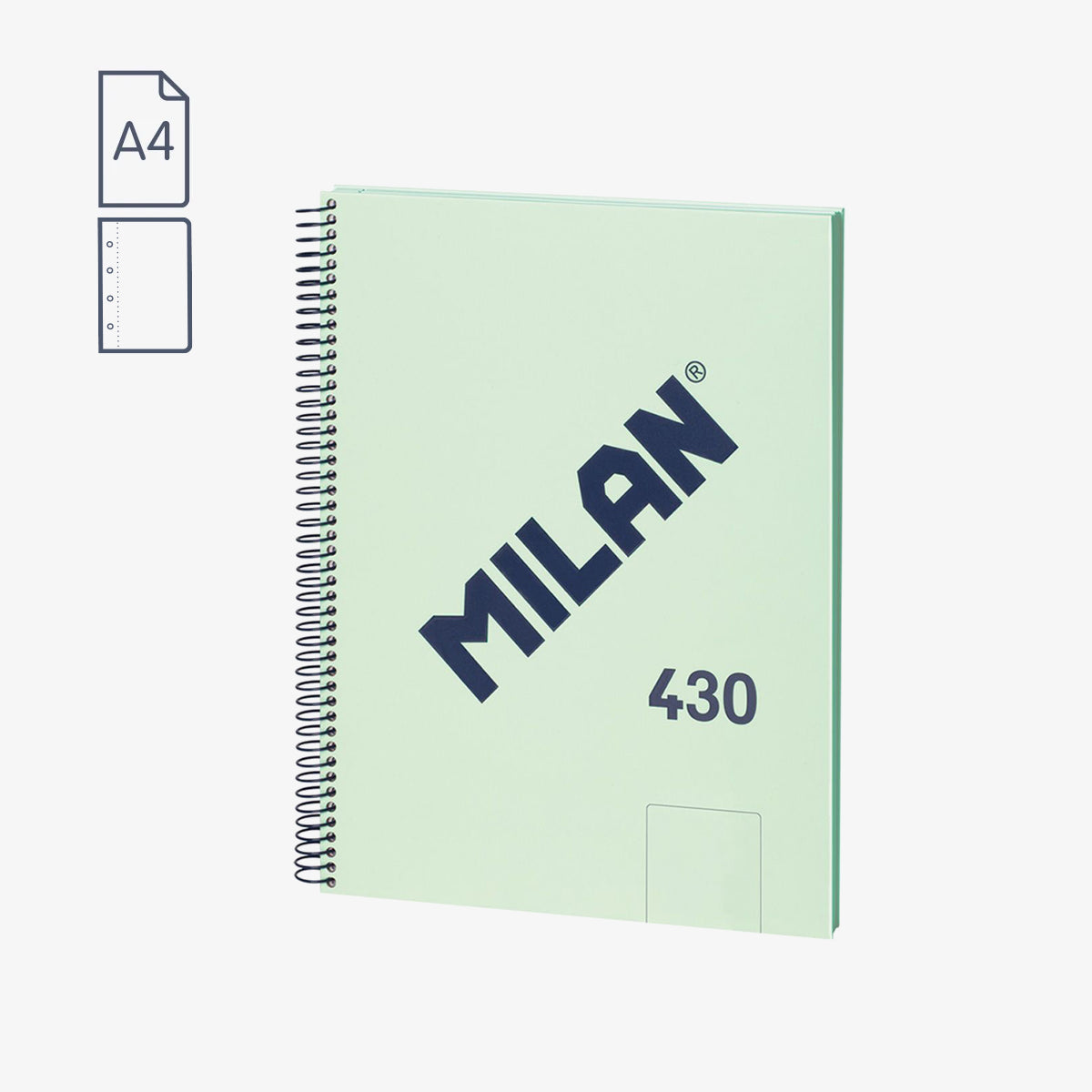 Libreta MILAN A4 espiral con tapa dura serie 430 color mint