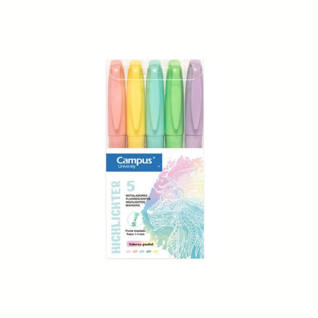 Rotuladores fluorescentes pasteles Pen Campus — pack de 5