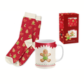 Set regalo Navidad con taza 300 ml y calcetines galleta de jengibre en caja