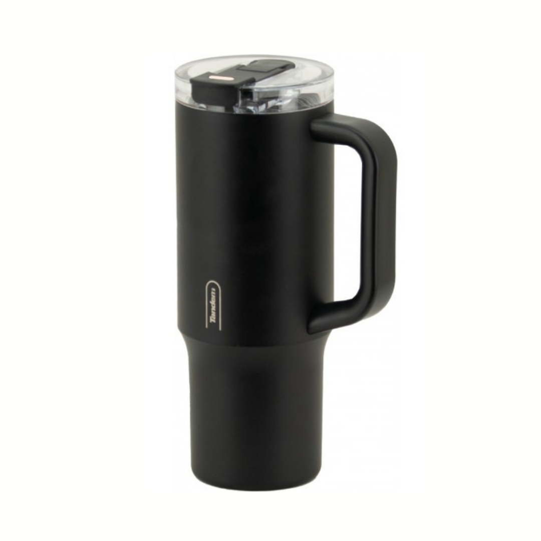 Taza térmica Tandem 1 L con asa y tapa hermética color negro