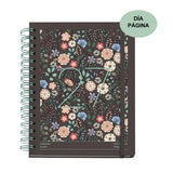 Agenda 2027 día por página miquelrius flores antracita — espiral 155 × 213 mm