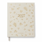 Agenda 2027 semana vista refined stationery flores doradas — tapa dura entelada