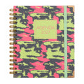 Agenda 2027 día por página Sweetcolor Camuflaje Neón, espiral con goma y esquineras metálicas