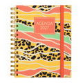 Agenda 2027 día por página Sweetcolor Leopardo, espiral con goma naranja y esquineras doradas